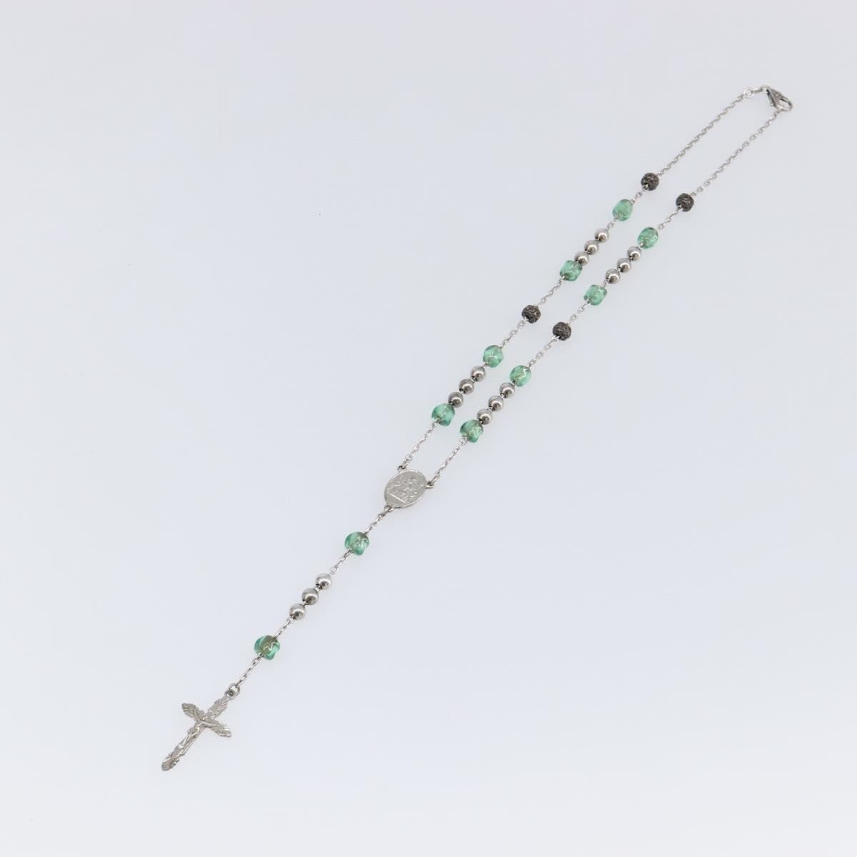 Dolce & Gabbana Cross Pendant Metal With Crystals, Enamel And Faux Pearls Silver Metal Necklace Jewelry (Pre-Owned)
