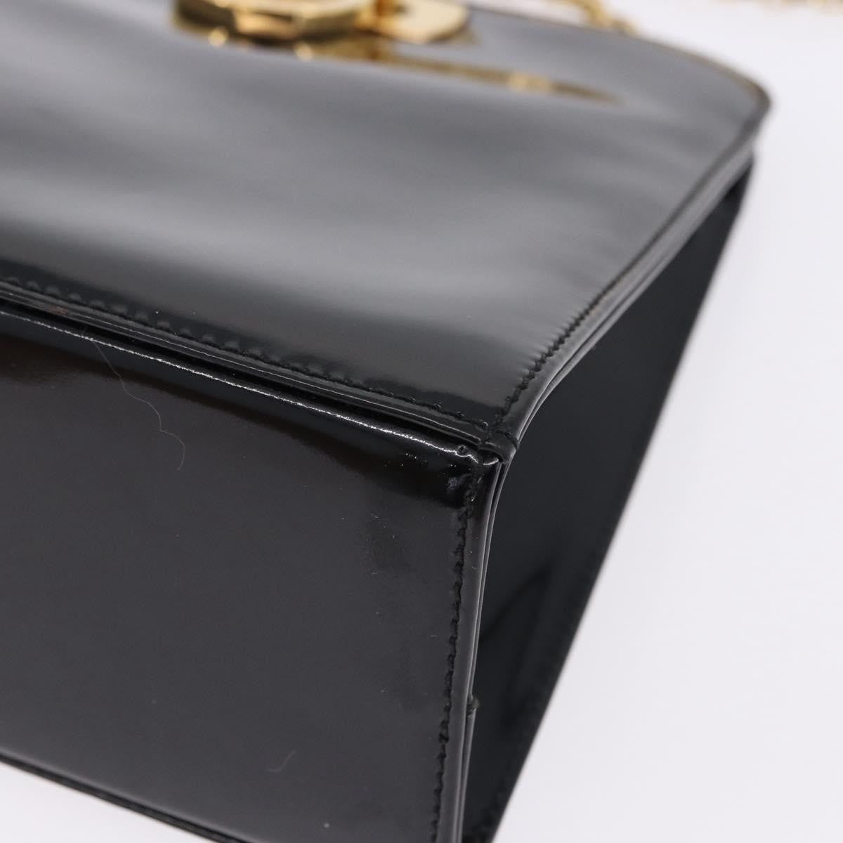 Salvatore Ferragamo Vintage Gancini Chain Patent Leather Black Patent_Leather Shoulder Bag Bag (Pre-Owned)