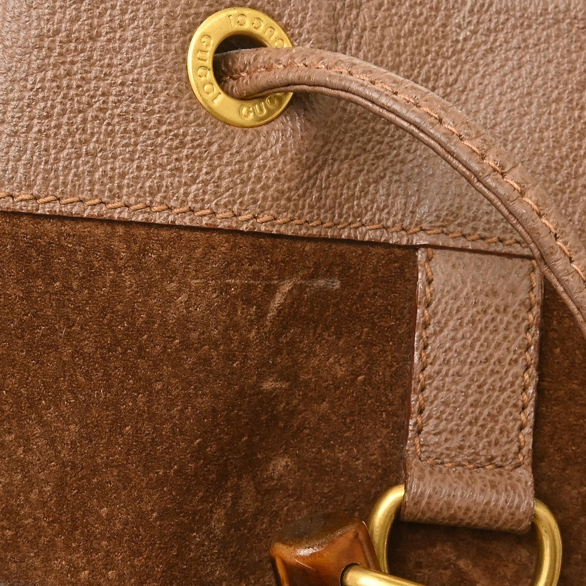 Gucci Vintage Bamboo Suede Brown Suede Backpack Bag (Pre-Owned)