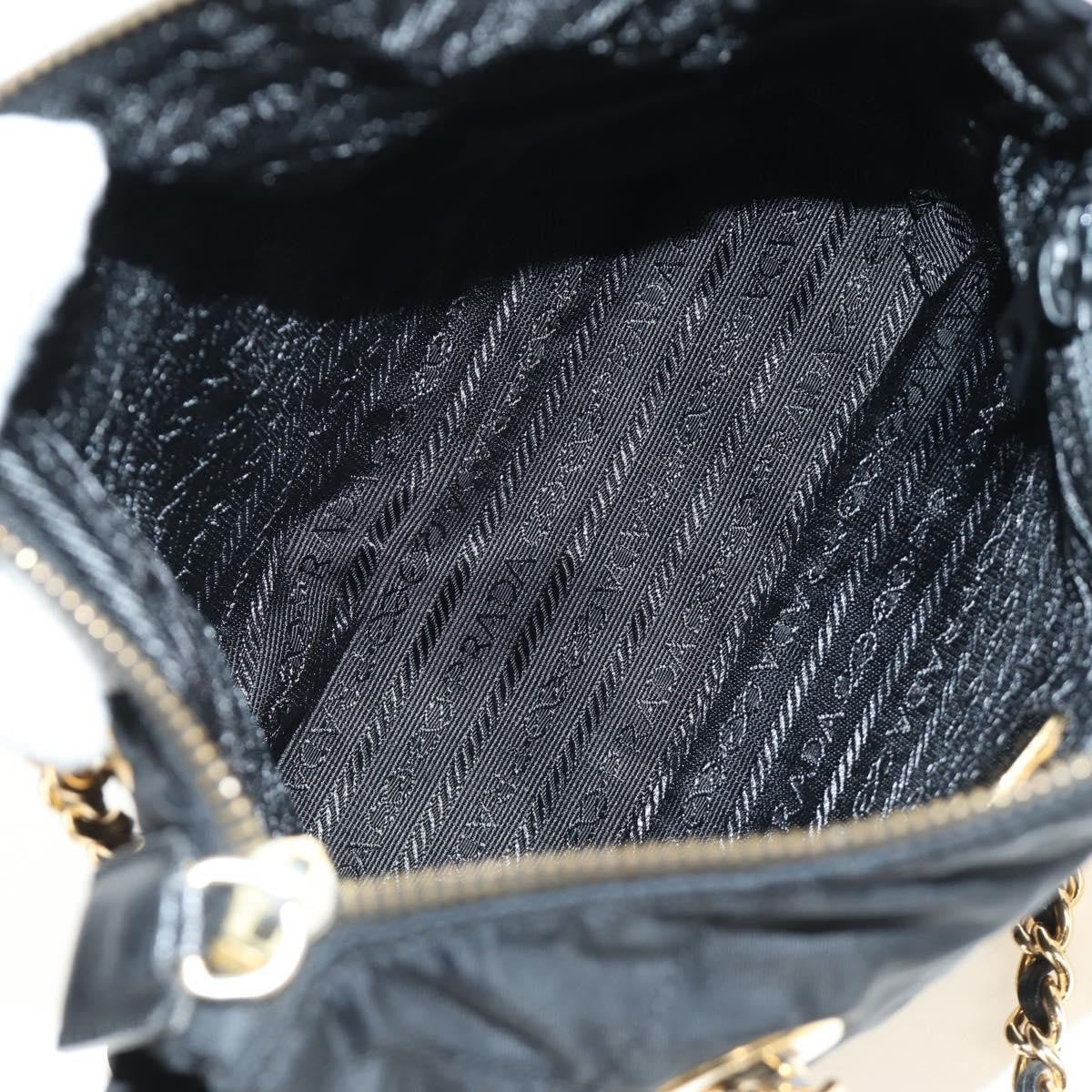 Prada Re-Edition 1995 Chain Tote Quilted Re-Nylon Black Nylon Shoulder Bag Bag (Pre-Owned)