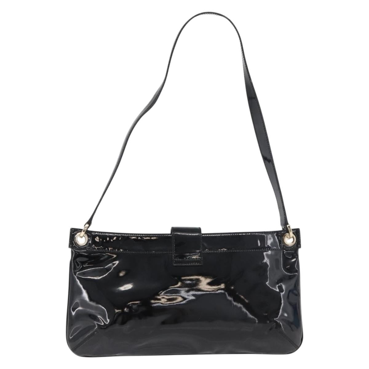 Salvatore Ferragamo Gancini Patent Leather Black Patent_Leather Shoulder Bag Bag (Pre-Owned)