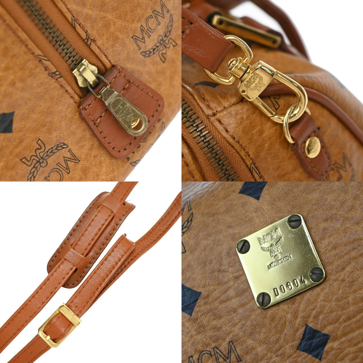 MCM Visetos Logogramme Leather Brown Leather Handbag (Pre-Owned)