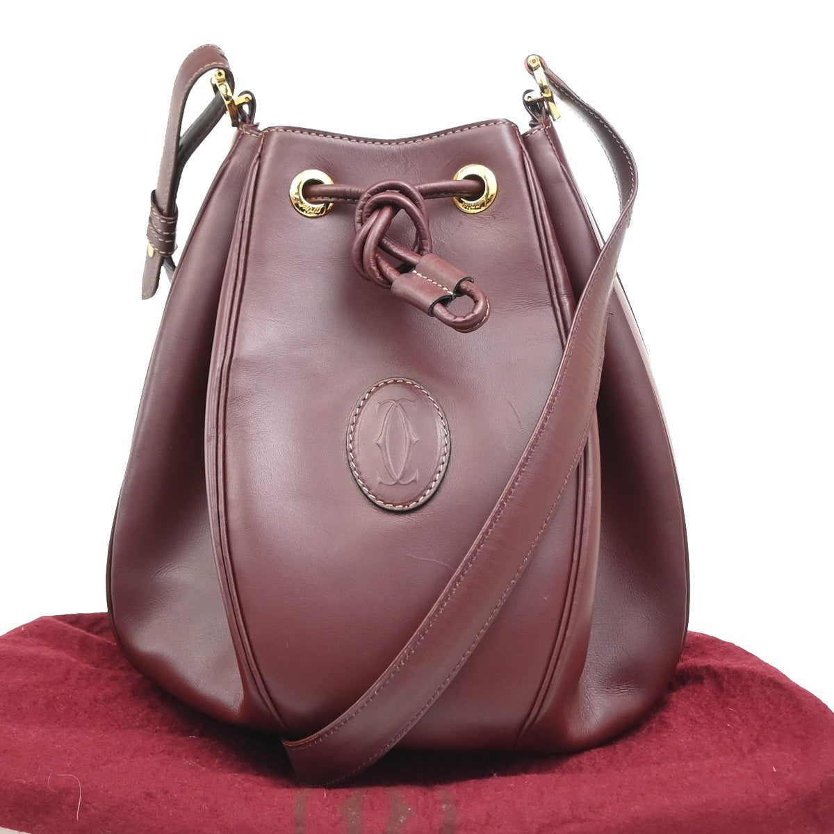 Cartier Must De Cartier Leather Burgundy Leather Shoulder Bag Bag (Pre-Owned)