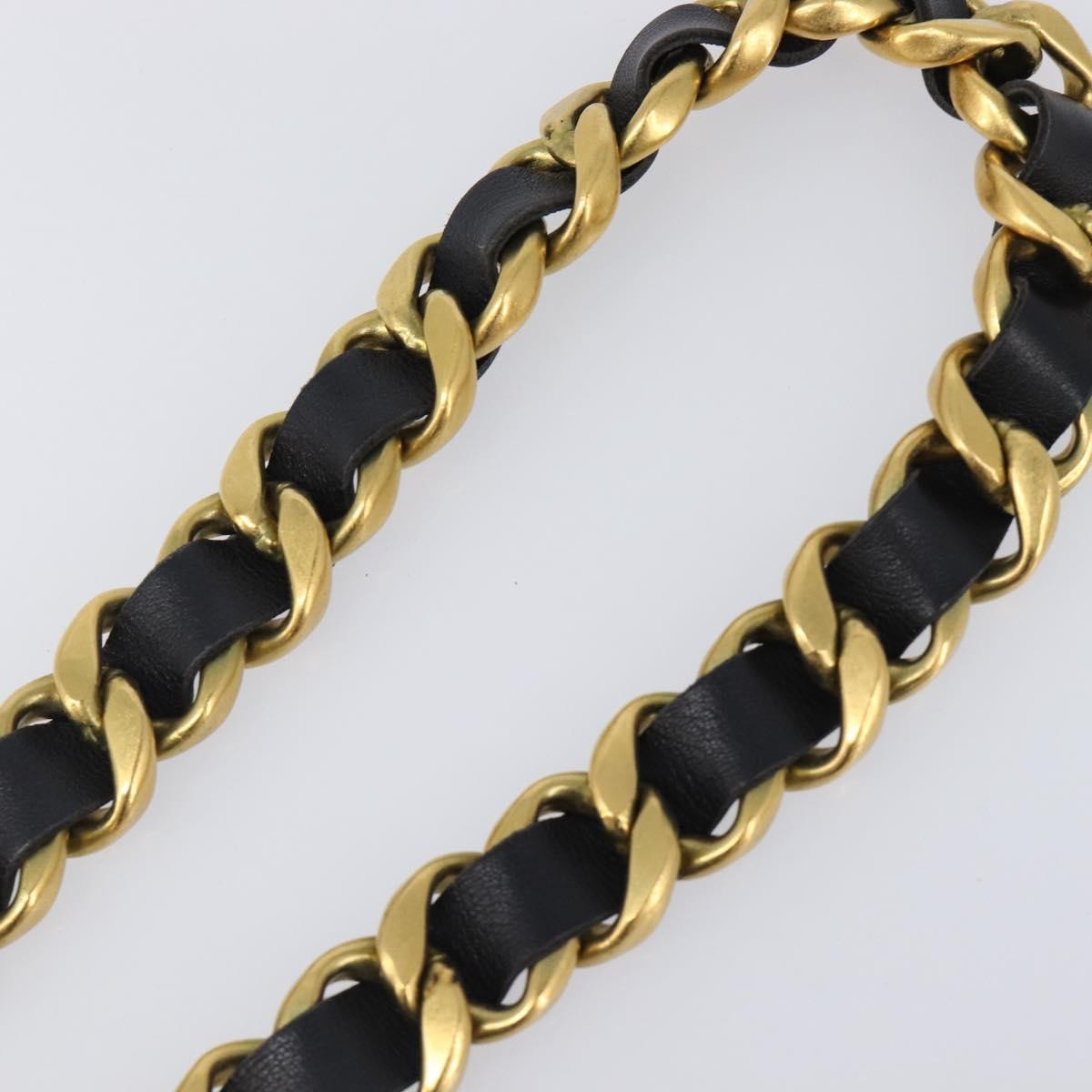 Chanel Vintage Chain Belt Metal And Leather Black Leather Belts Accessory (Pre-Owned)