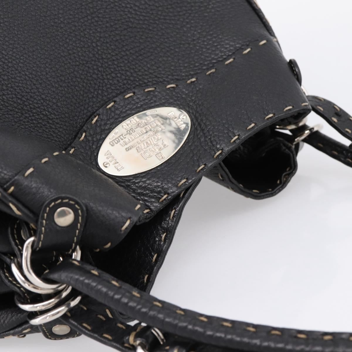 Fendi Selleria Bucket Leather Black Leather Tote Bag Bag (Pre-Owned)