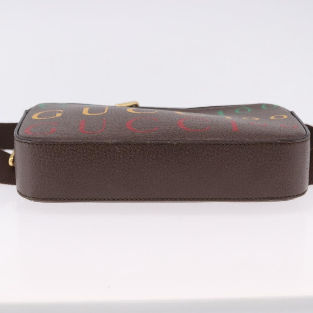 Gucci Aria 100Th Anniversary Belt Printed Leather Brown Leather Clutche & Pouche Bag (Pre-Owned)
