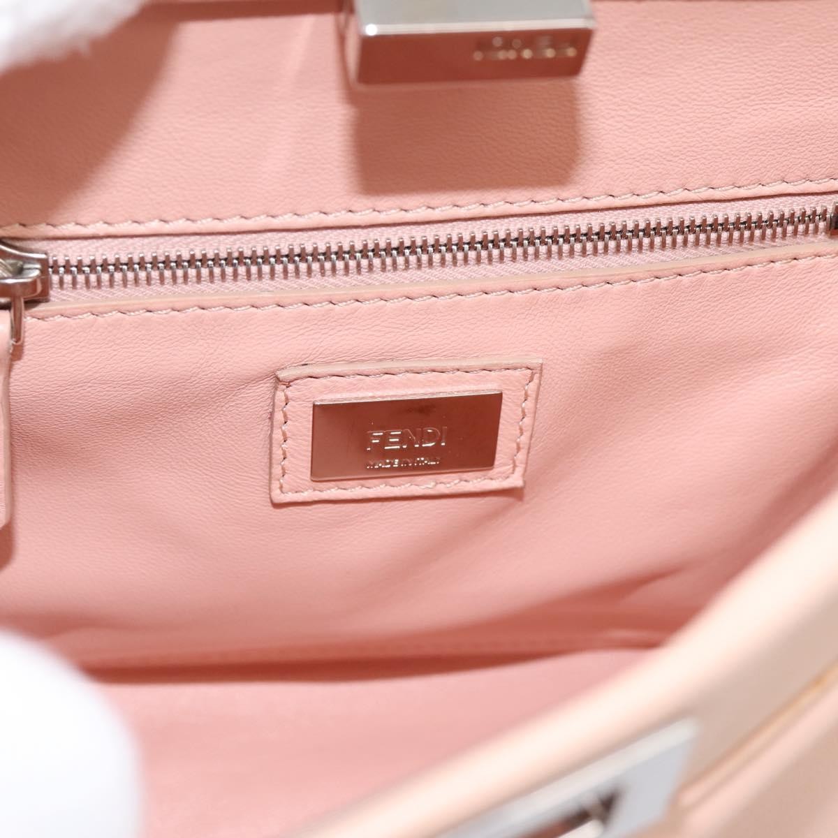 Fendi Rosebud Peekaboo Iconic Leather With Applique Pink Leather Handbag (Pre-Owned)