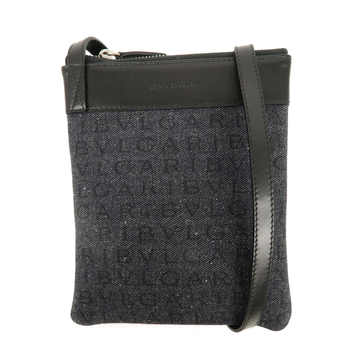 Bvlgari Logomania Canvas With Leather Black Denim_Jeans Shoulder Bag Bag (Pre-Owned)