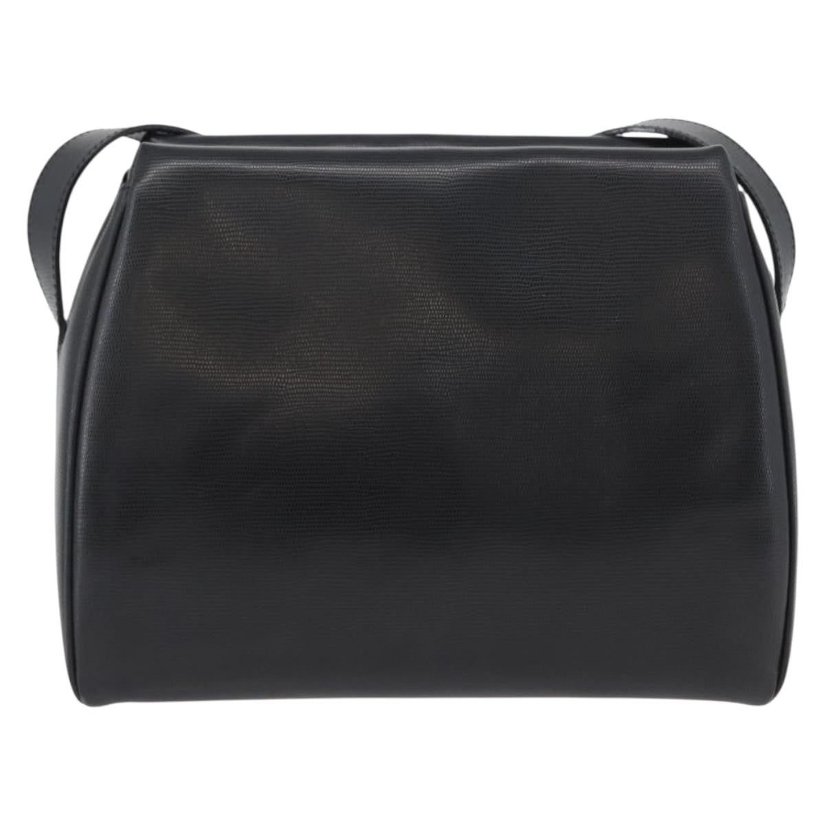 Celine Circle Logo Leather Black Leather Shoulder Bag Bag (Pre-Owned)