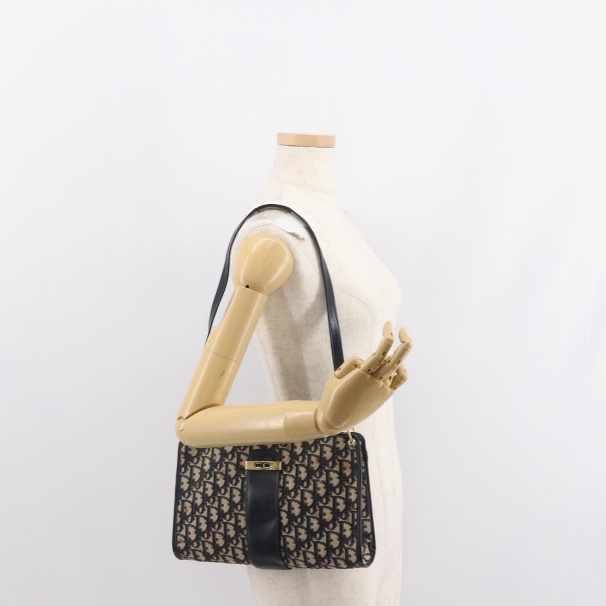 Christian Dior Vintage Cd Trotter Canvas Navy Canvas Shoulder Bag Bag (Pre-Owned)