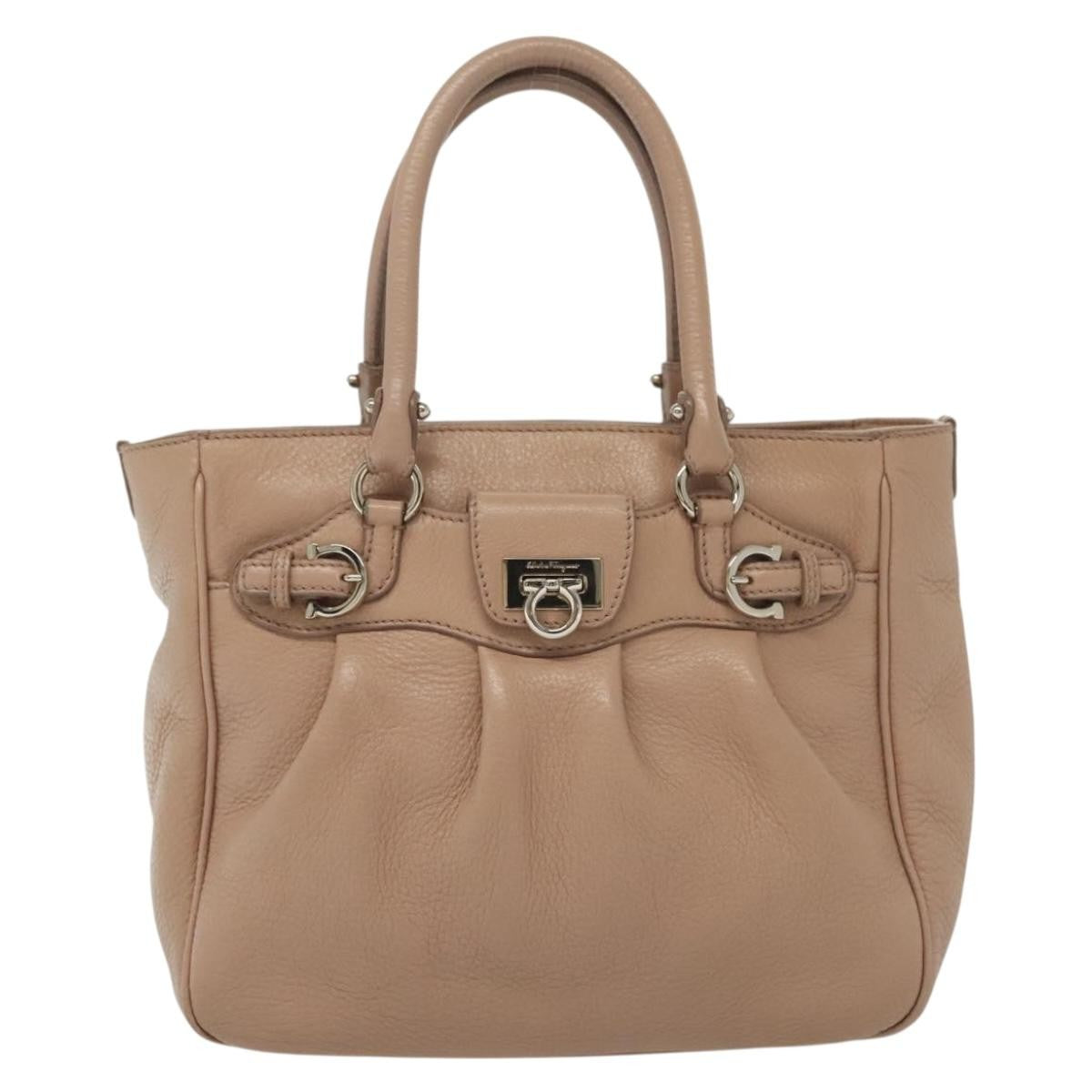 Salvatore Ferragamo Gancini Leather Pink Leather Handbag (Pre-Owned)