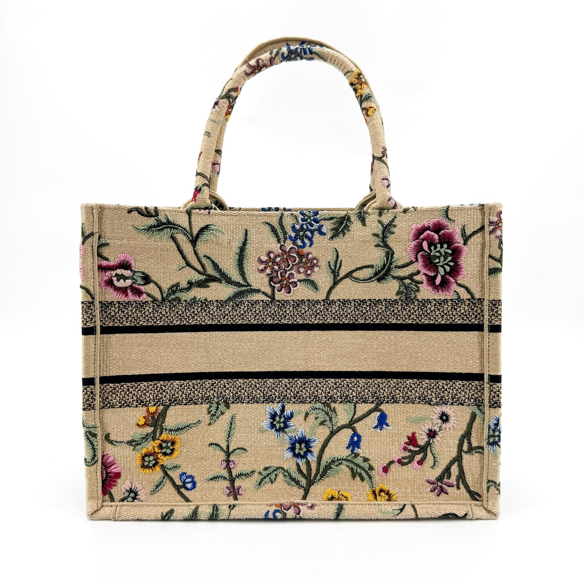 Christian Dior Book Embroidered Canvas Beige Canvas Tote Bag Bag (Pre-Owned)