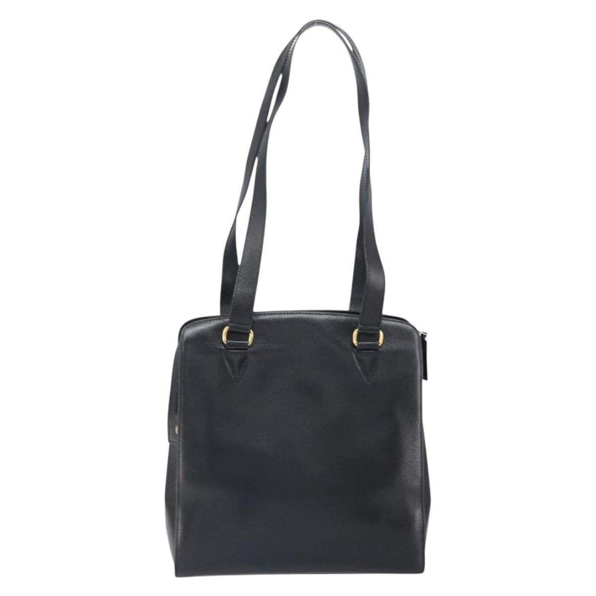 Celine Vintage Turn Lock Shoulder Leather Black Leather Handbag (Pre-Owned)