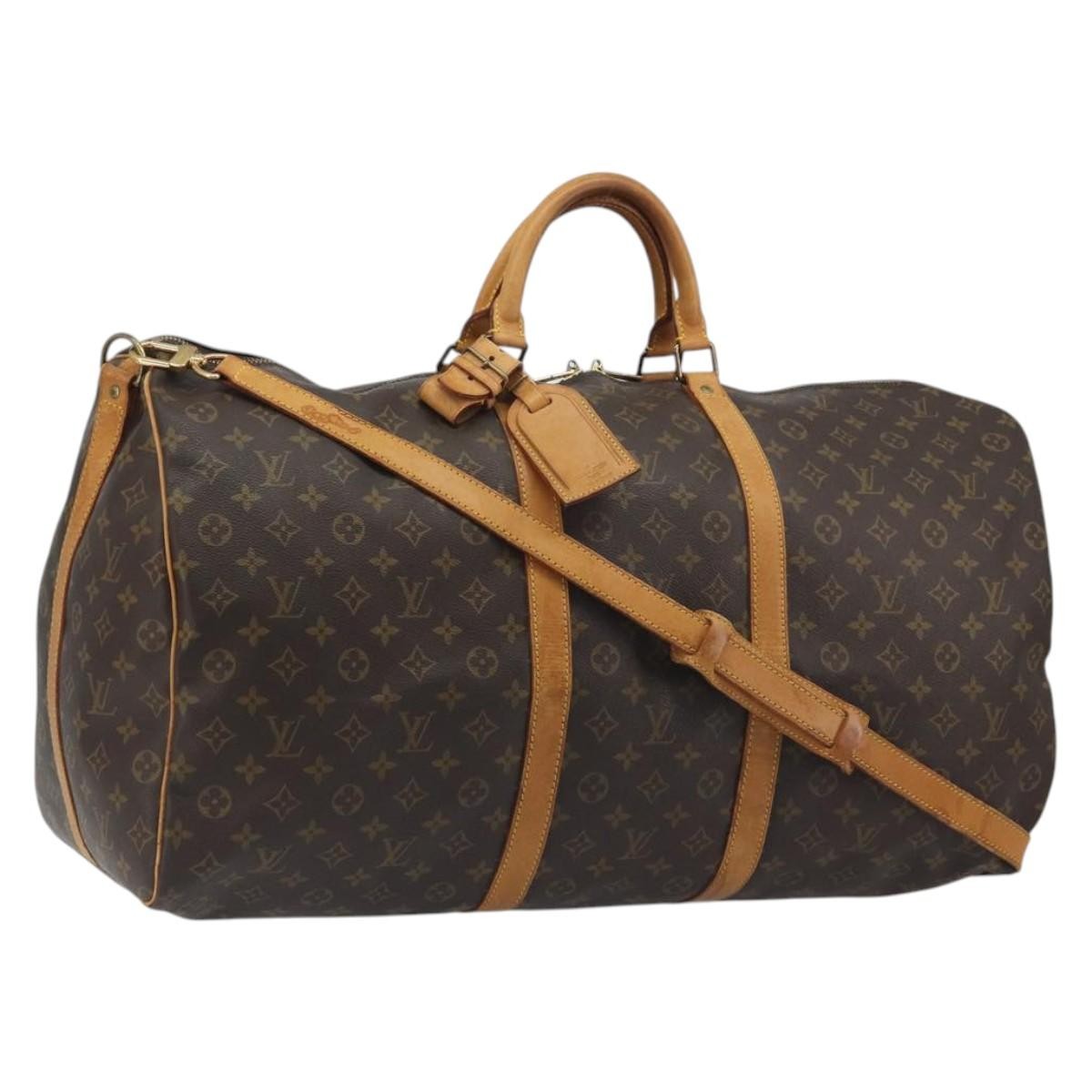 Louis Vuitton Keepall Bandoulière Monogram Brown Canvas Travel Bag Bag (Pre-Owned)