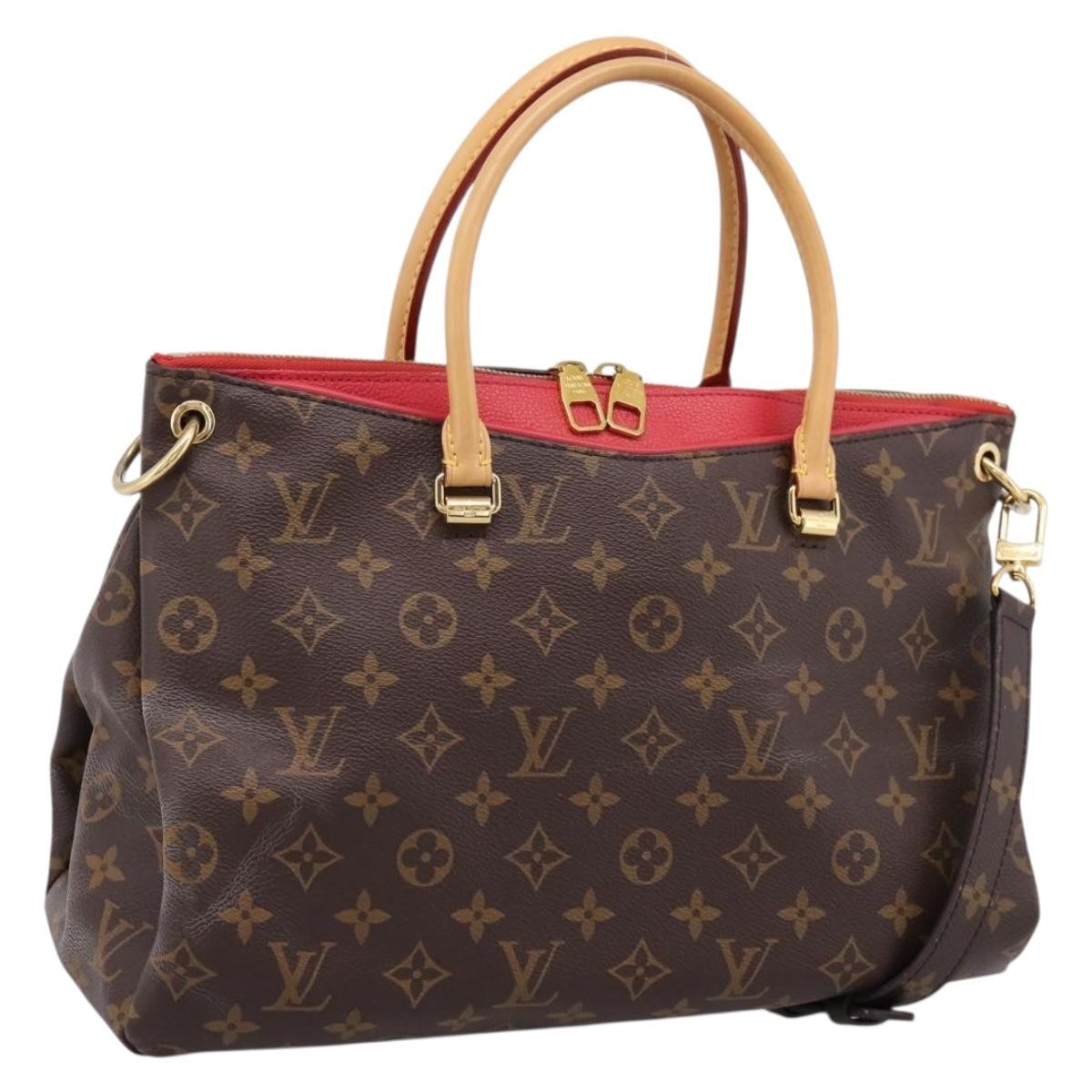 Louis Vuitton Pallas Monogram Canvas With Leather Brown Canvas Tote Bag Bag (Pre-Owned)