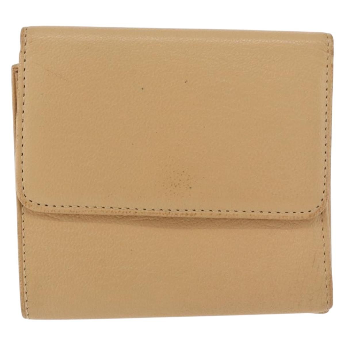 Chanel Cc Trifold Leather Beige Leather Wallets Accessory (Pre-Owned)