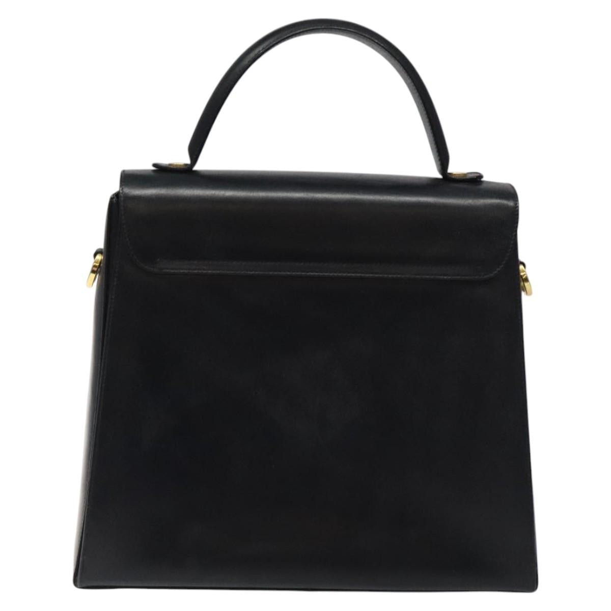Salvatore Ferragamo Convertible Top Handle Leather Black Leather Handbag (Pre-Owned)