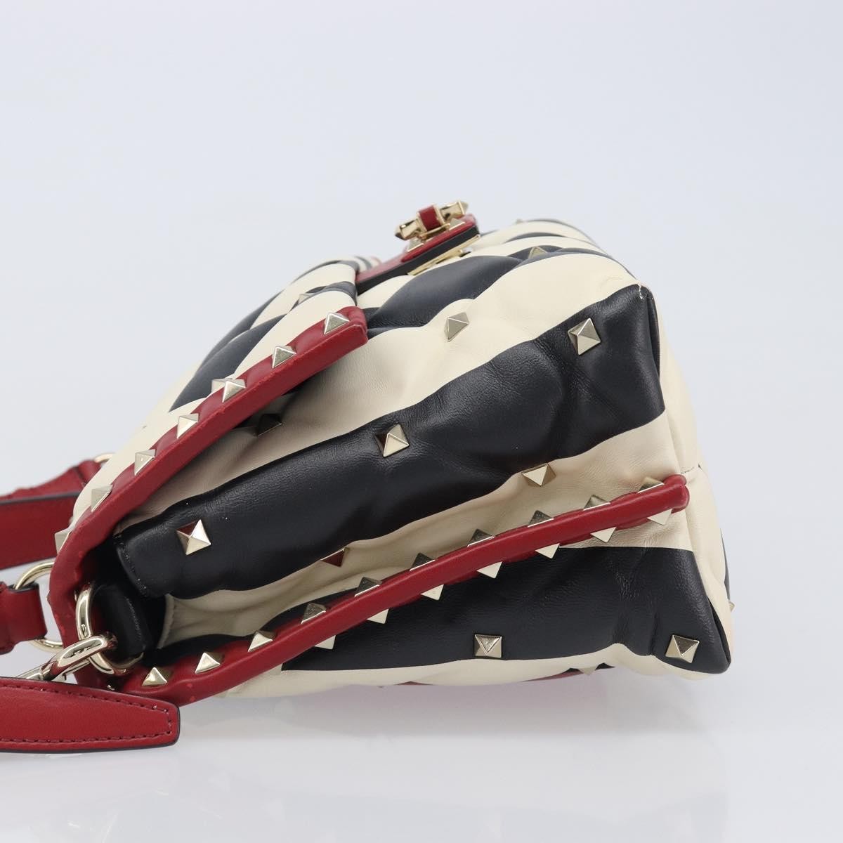 Valentino Garavani Candystud Top Handle Leather Red Leather Handbag (Pre-Owned)