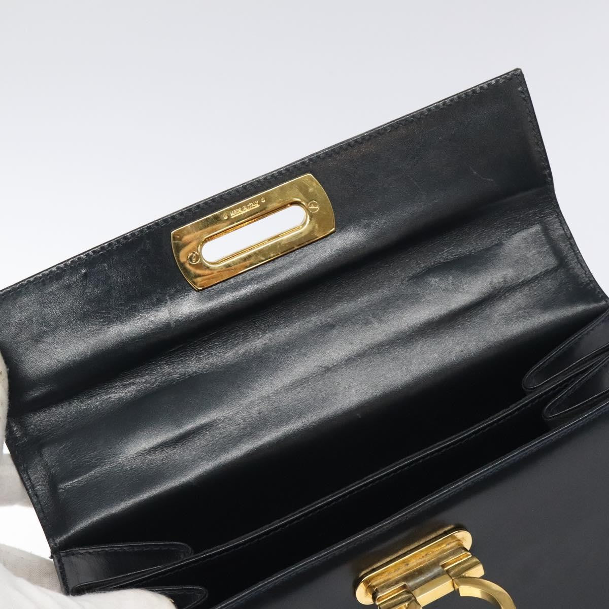 Salvatore Ferragamo Convertible Top Handle Leather Black Leather Handbag (Pre-Owned)