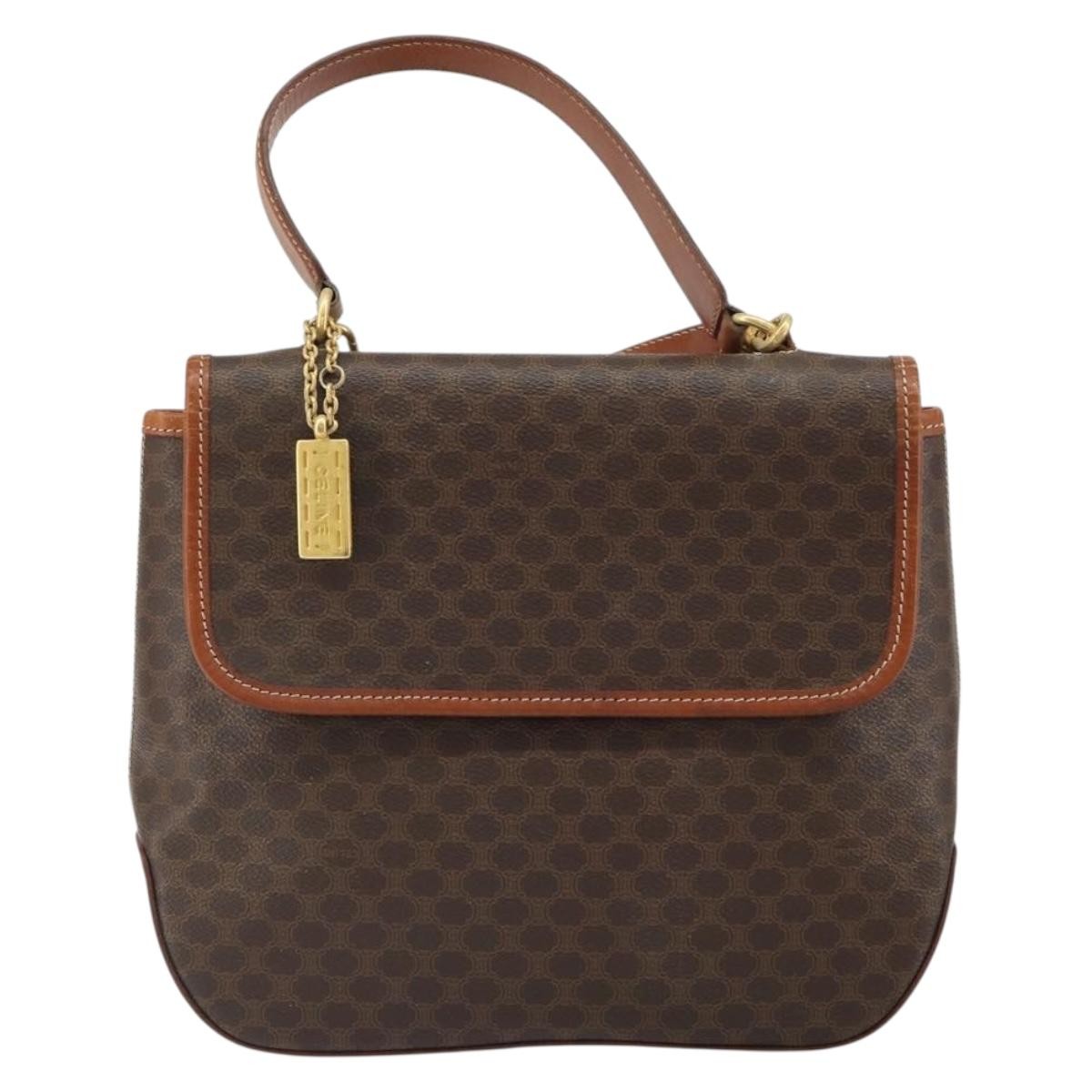 Celine Vintage Macadam Canvas Brown Canvas Handbag (Pre-Owned)