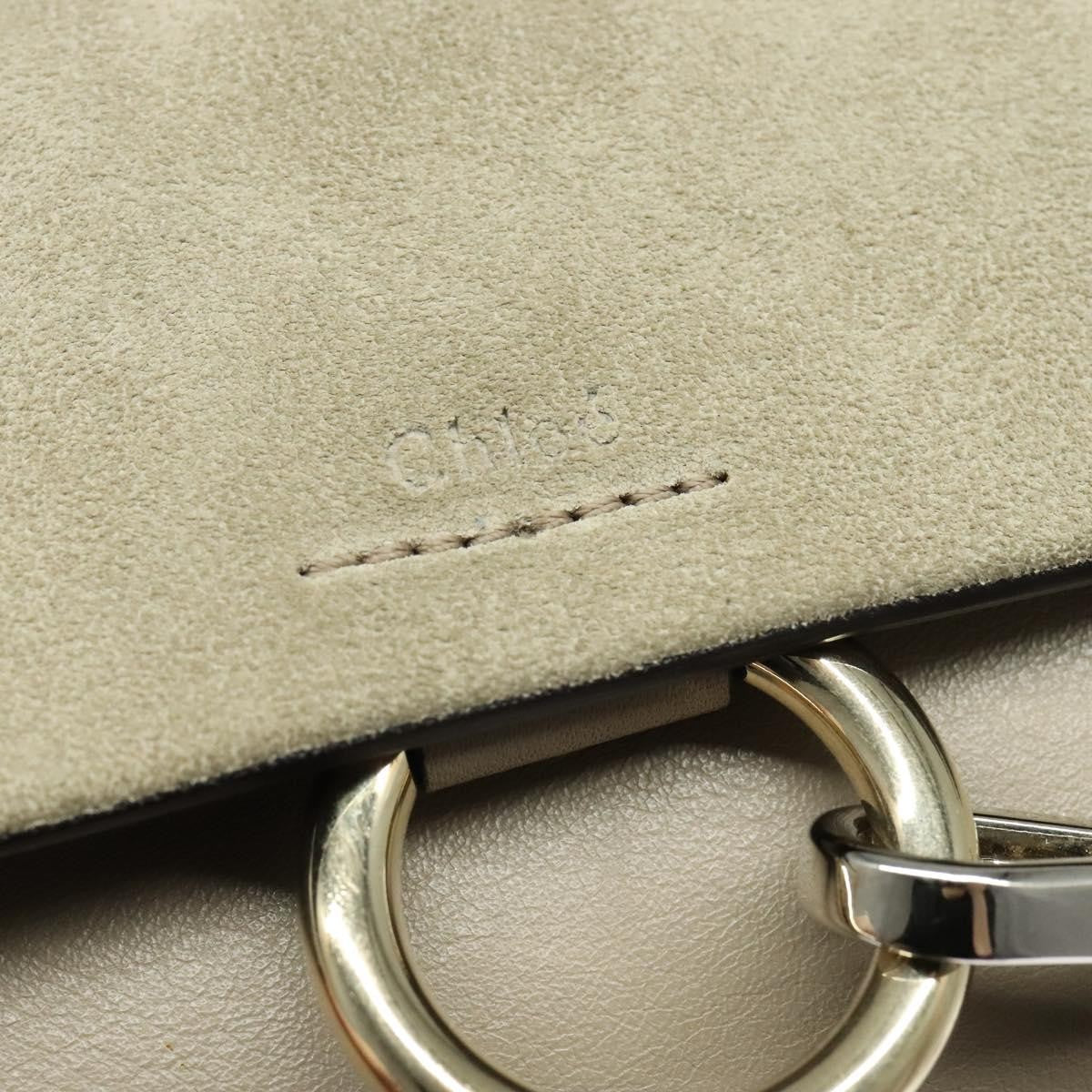 Chloe Faye Leather And Suede Beige Leather Shoulder Bag Bag (Pre-Owned)