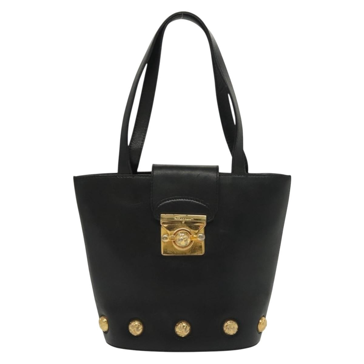 Salvatore Ferragamo Vintage Leather Black Leather Handbag (Pre-Owned)