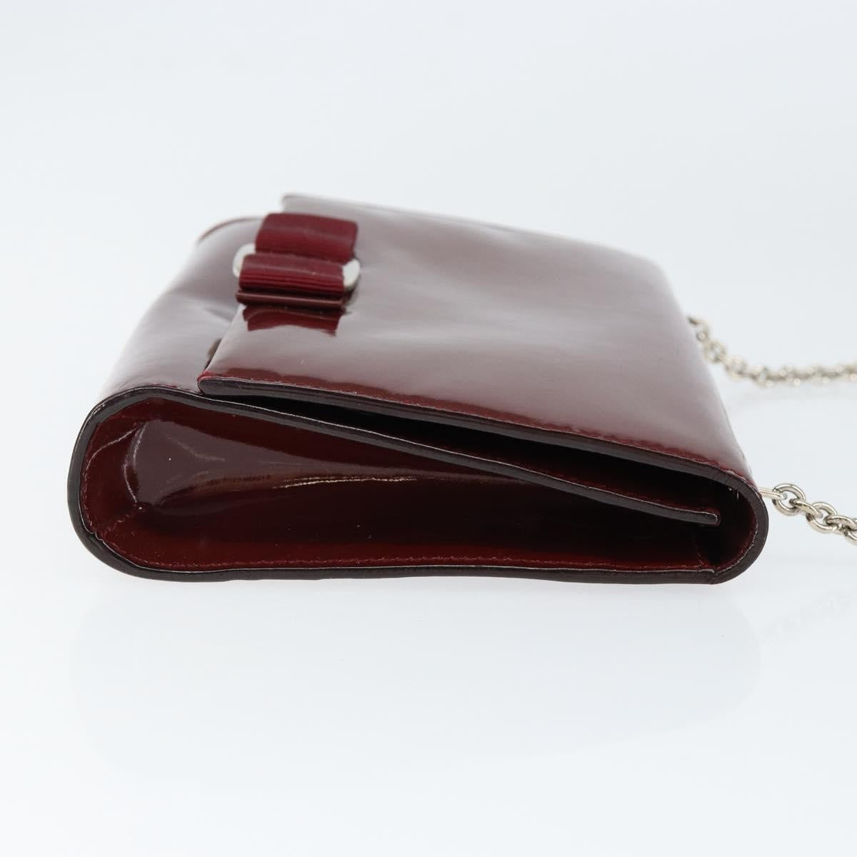 Salvatore Ferragamo Vala Chain Patent Leather Red Patent_Leather Shoulder Bag Bag (Pre-Owned)