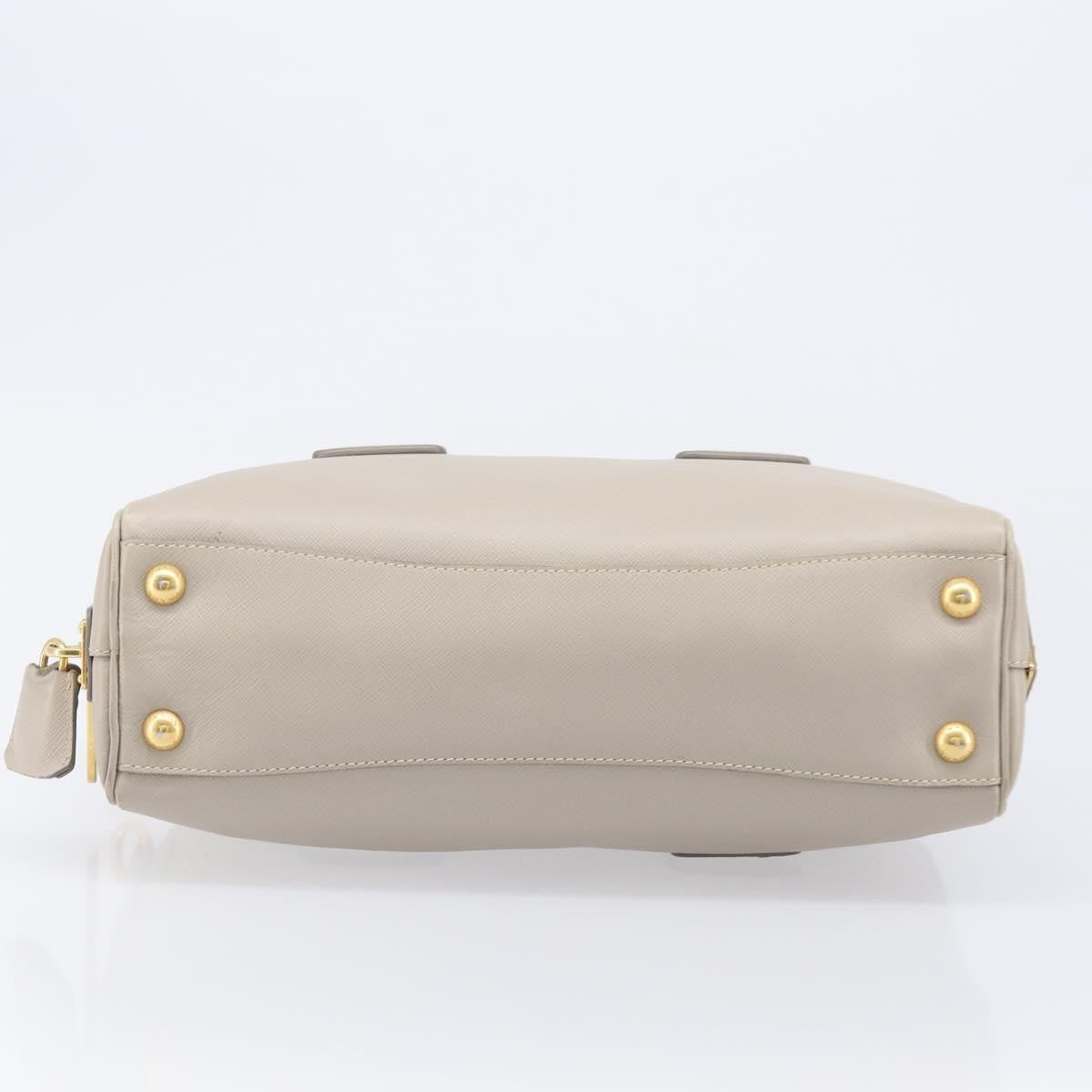 Prada Convertible Bauletto Saffiano Leather Gray Leather Handbag (Pre-Owned)