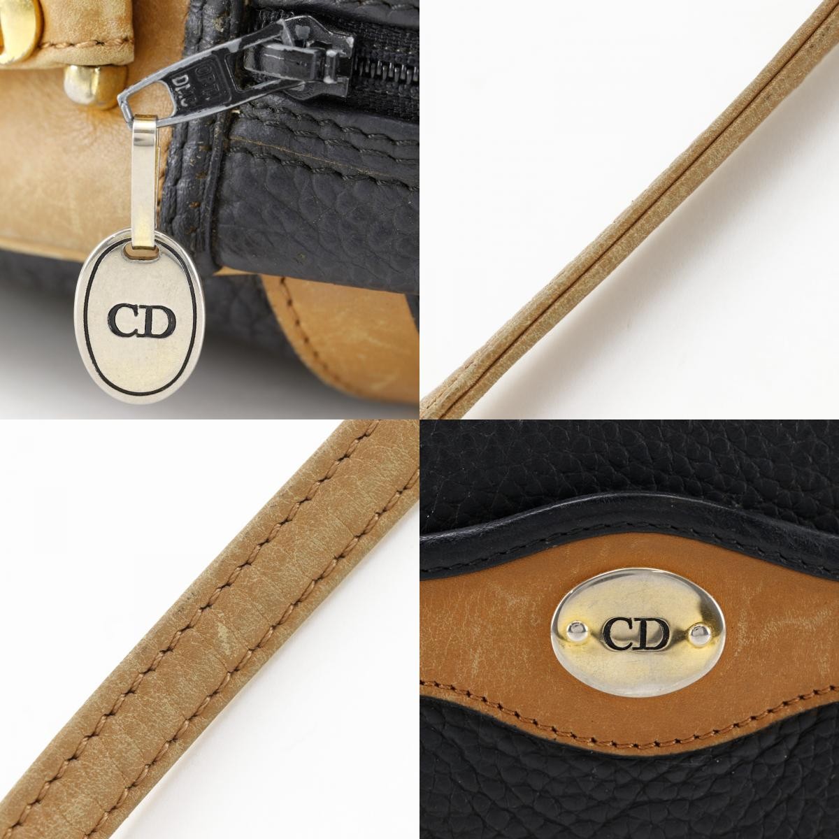 Christian Dior Cd Shoulder Bag Leather Black Leather Shoulder Bag Bag (Pre-Owned)