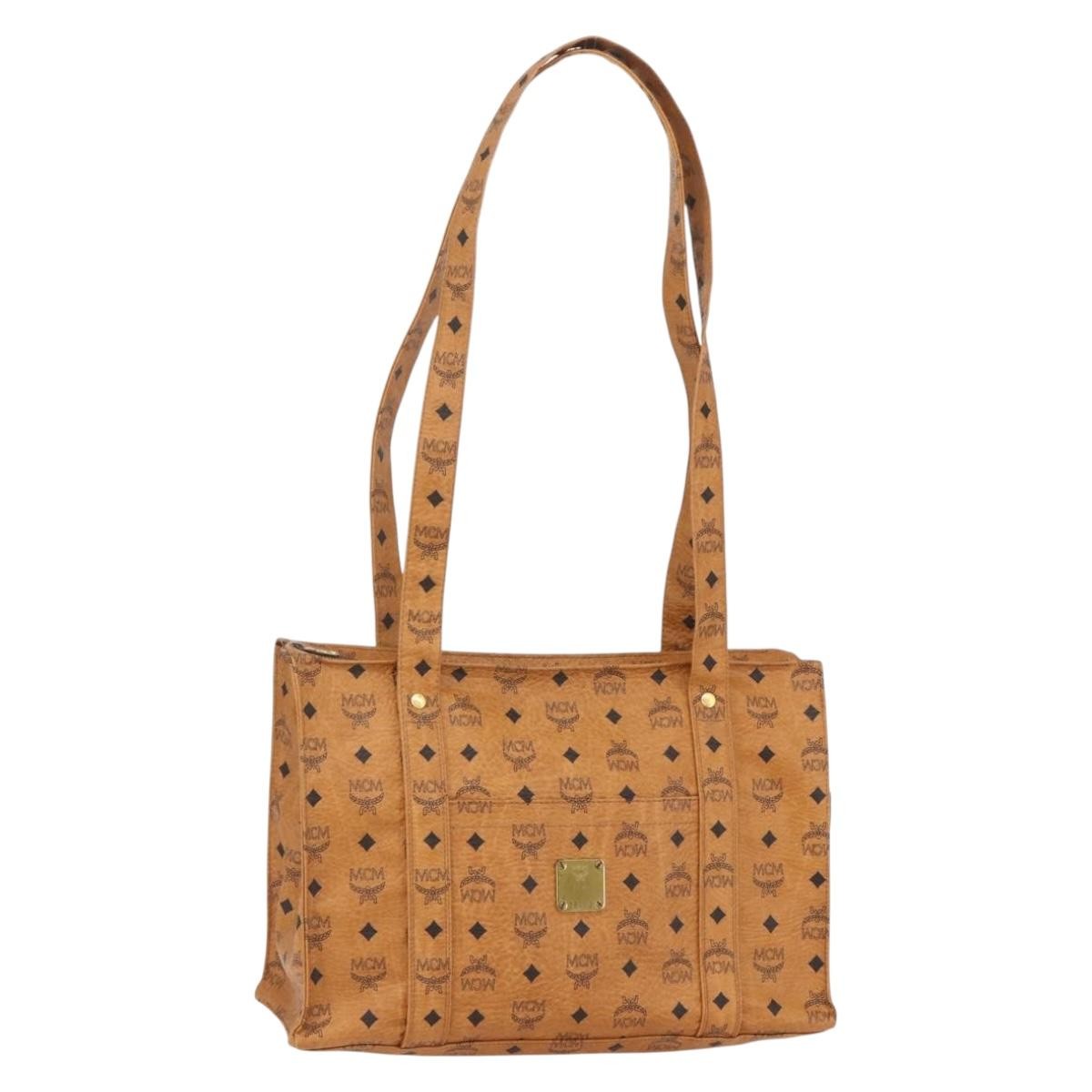 MCM Vintage Visetos Canvas Brown Pvc Tote Bag Bag (Pre-Owned)