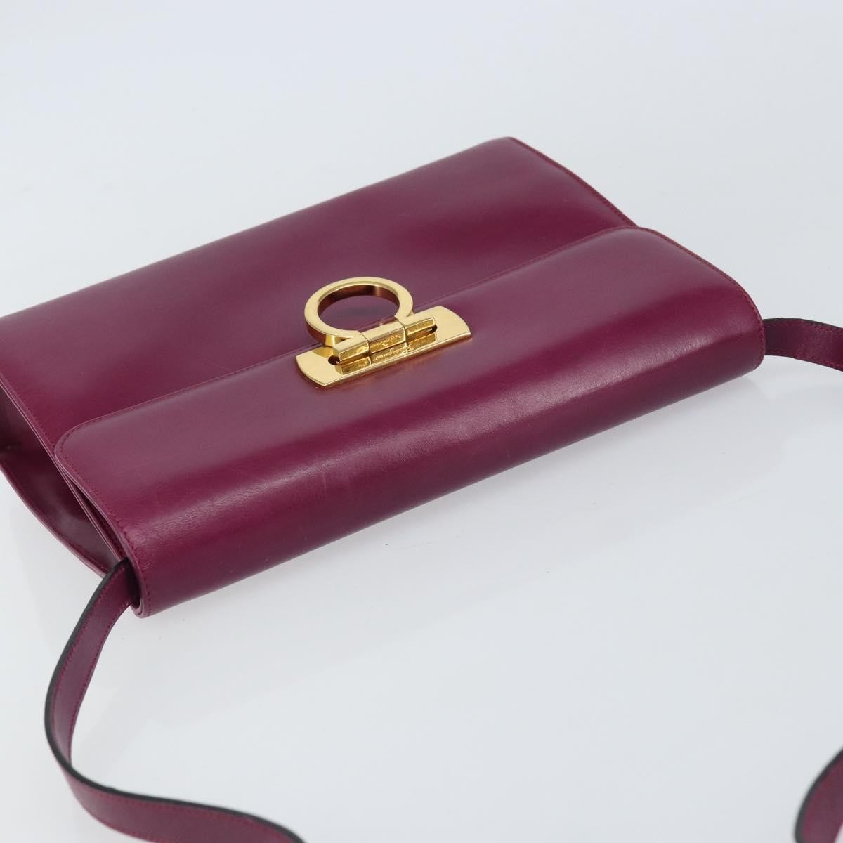 Salvatore Ferragamo Gancini Leather Purple Leather Shoulder Bag Bag (Pre-Owned)