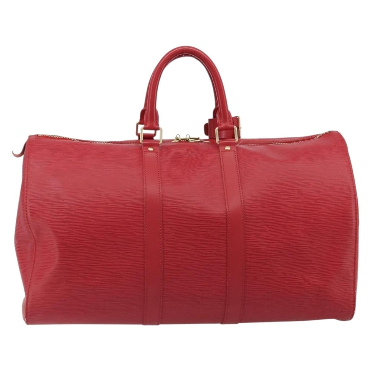 Louis Vuitton Keepall Epi Leather Red Leather Travel Bag Bag (Pre-Owned)