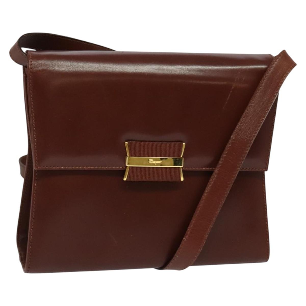Salvatore Ferragamo Vintage Leather Brown Leather Shoulder Bag Bag (Pre-Owned)