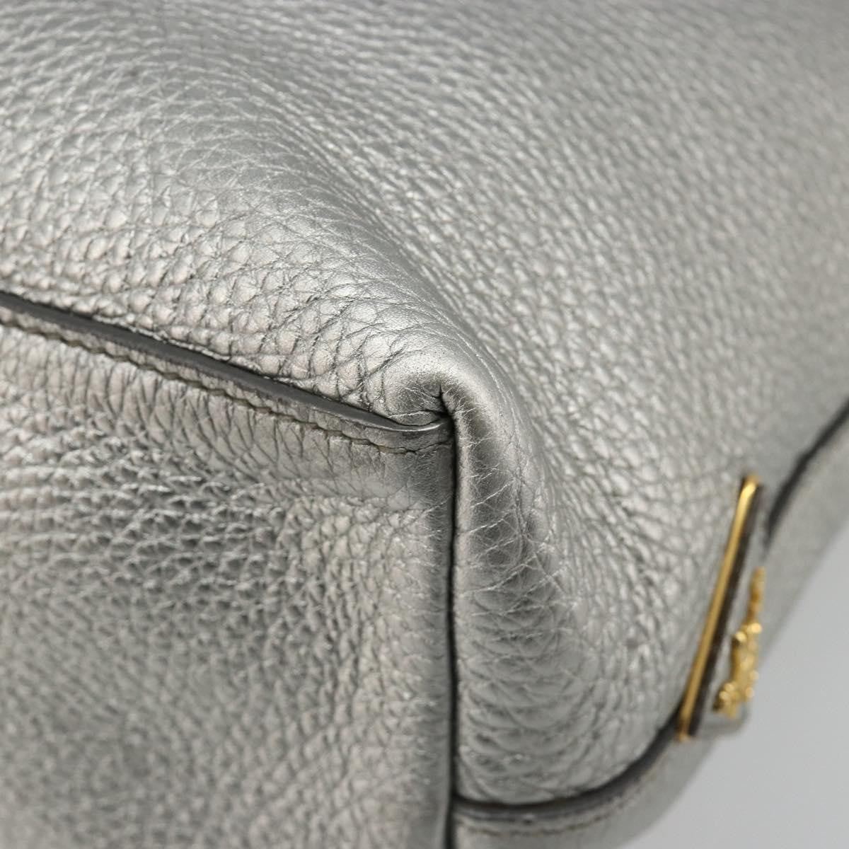 Prada Vintage Tote Leather Silver Leather Tote Bag Bag (Pre-Owned)