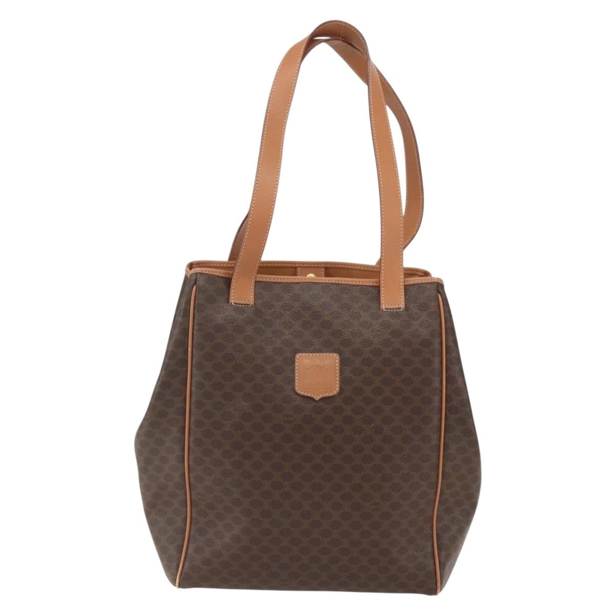 Celine Vintage Macadam Canvas And Leather Brown Canvas Shoulder Bag Bag (Pre-Owned)