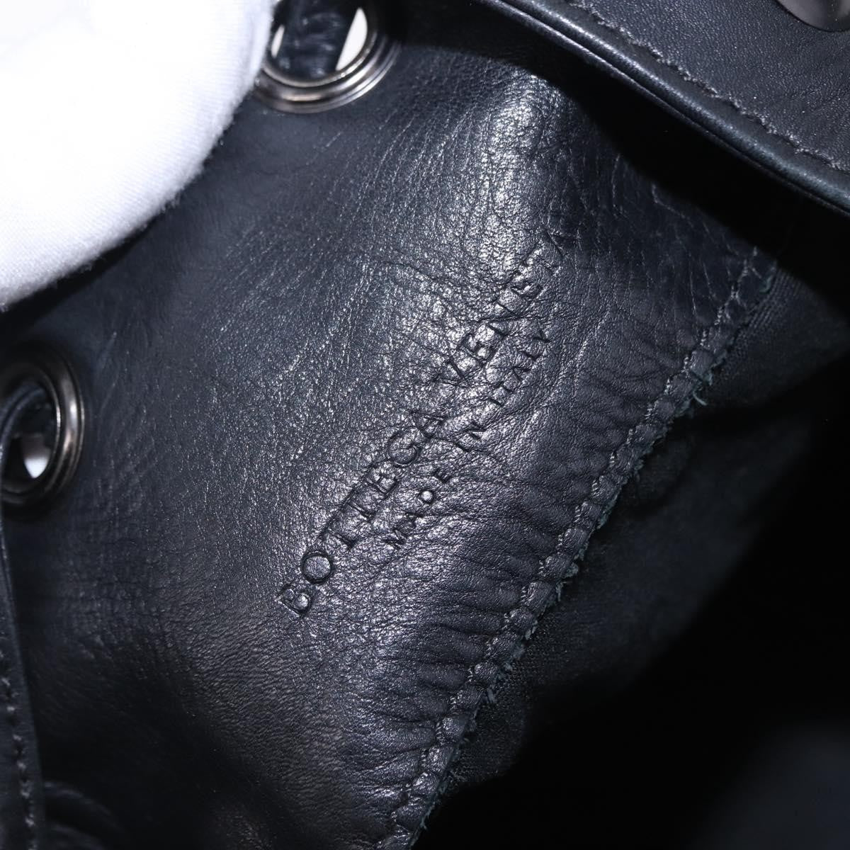 Bottega Veneta Intrecciato Leather Black Leather Backpack Bag (Pre-Owned)