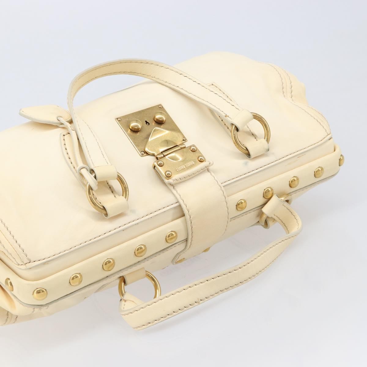 Miu Miu Beau Top Handle Leather Beige Leather Handbag (Pre-Owned)