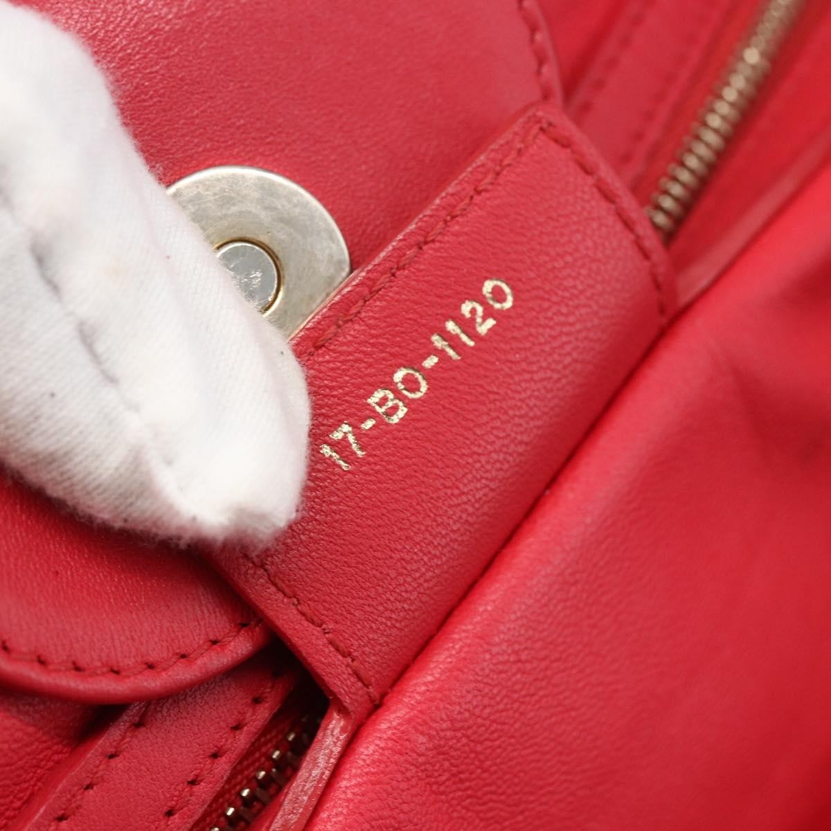 Christian Dior Delices Cannage Quilt Leather Red Leather Tote Bag Bag (Pre-Owned)