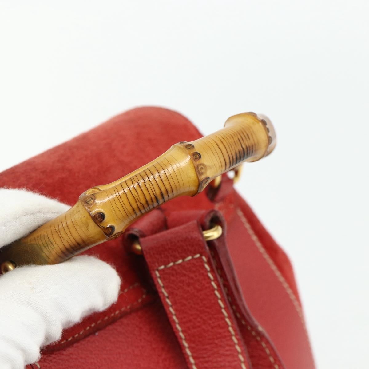 Gucci Gucci Bamboo Daim Red Suede Backpack Bag (Pre-Owned)