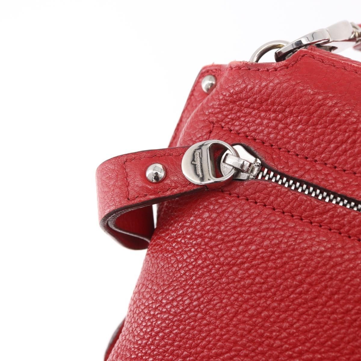 Salvatore Ferragamo Sofia Satchel Grainy Leather Red Leather Handbag (Pre-Owned)
