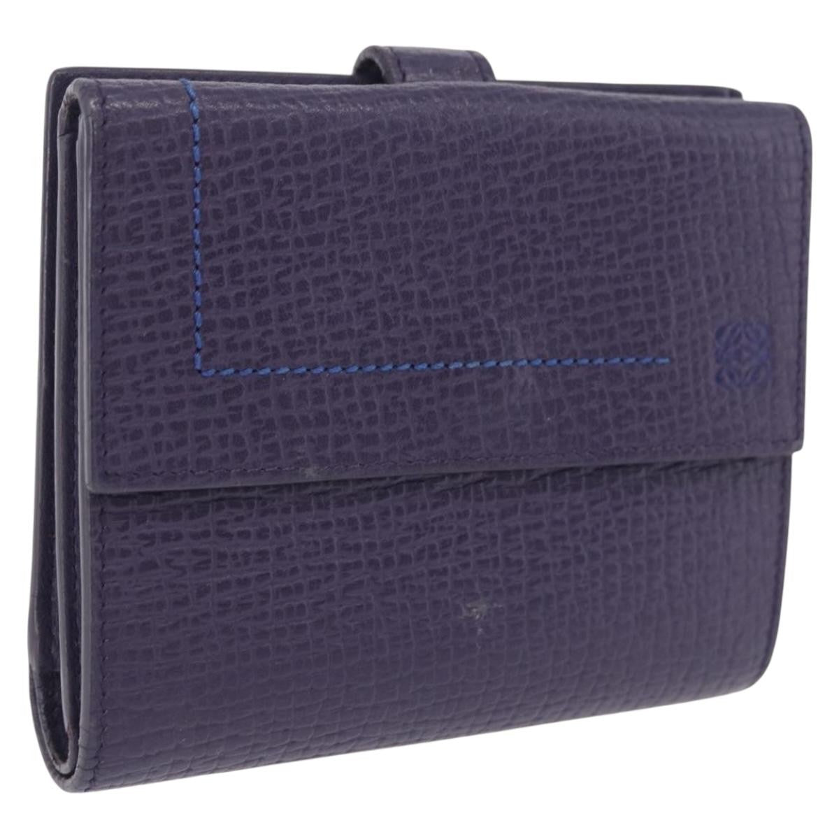 Loewe Anagram Trifold Flap Leather Purple Leather Wallets Accessory (Pre-Owned)