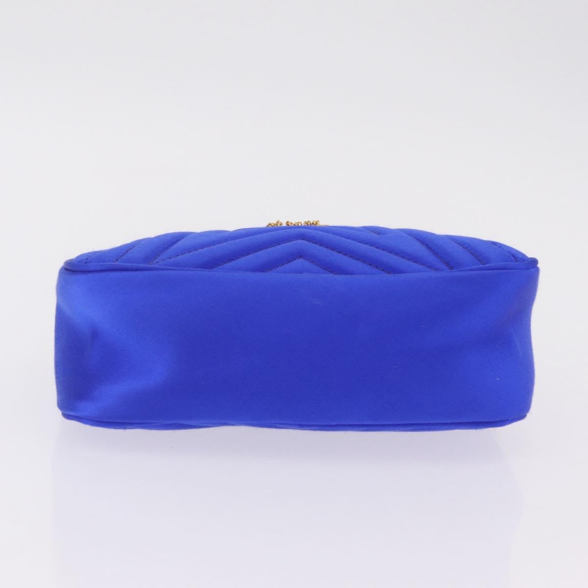 Stella Mccartney Stella Star Camera Quilted Satin Blue Satin Handbag (Pre-Owned)