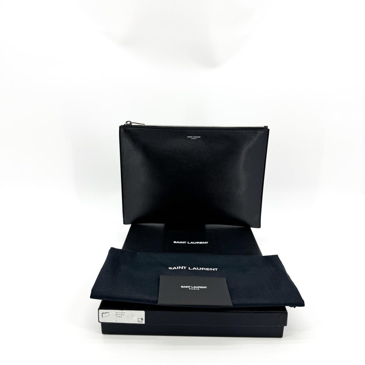Saint Laurent Letters Zip Clutch Leather Black Leather Clutche & Pouche Bag (Pre-Owned)