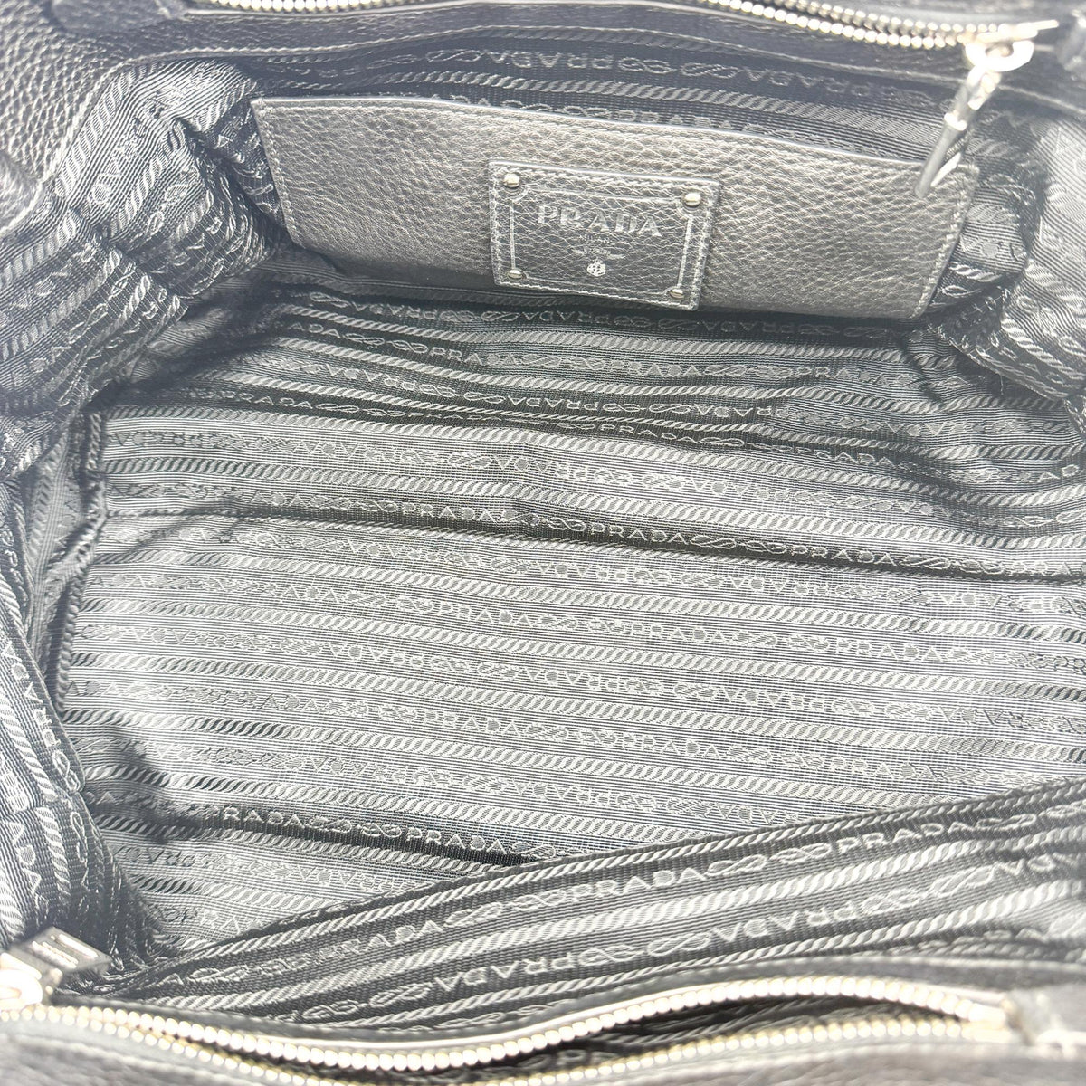 Prada Front Pocket Wing Convertible Vitello Phenix Black Leather Tote Bag Bag (Pre-Owned)