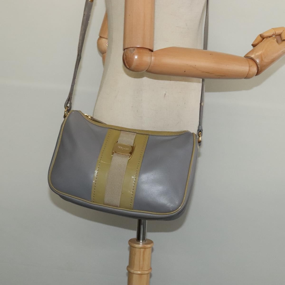 Salvatore Ferragamo Vala Leather Gray Leather Shoulder Bag Bag (Pre-Owned)
