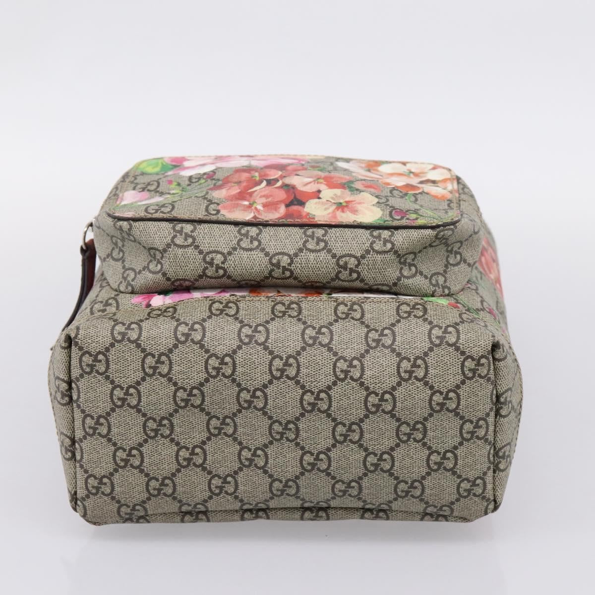 Gucci Buckle Blooms Print Gg Coated Canvas Beige Canvas Backpack Bag (Pre-Owned)