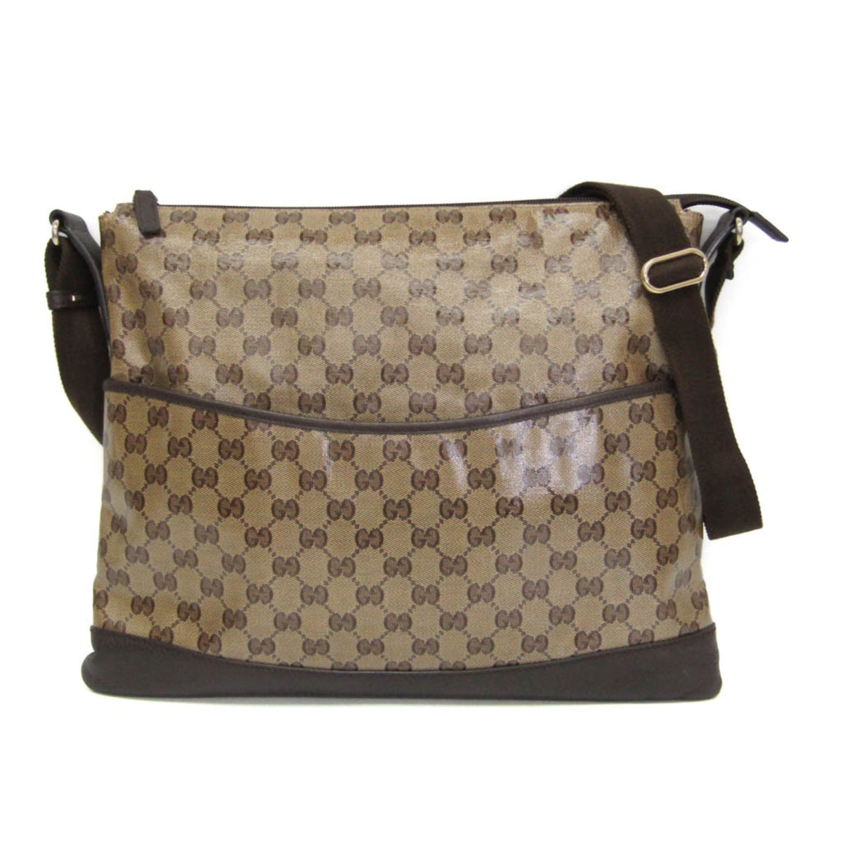 Gucci Front Pocket Messenger Gg Canvas And Leather Beige Canvas Shoulder Bag Bag (Pre-Owned)