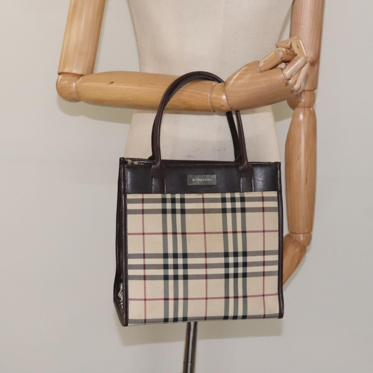 Burberry Nova Check Nylon Beige Nylon Handbag (Pre-Owned)