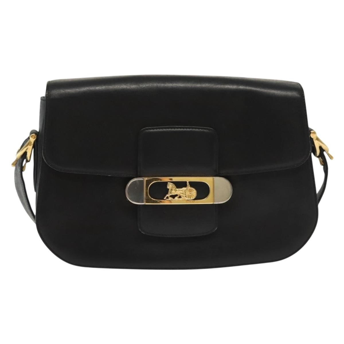 Celine Horse Carriage Leather Black Leather Bag (Pre-Owned)