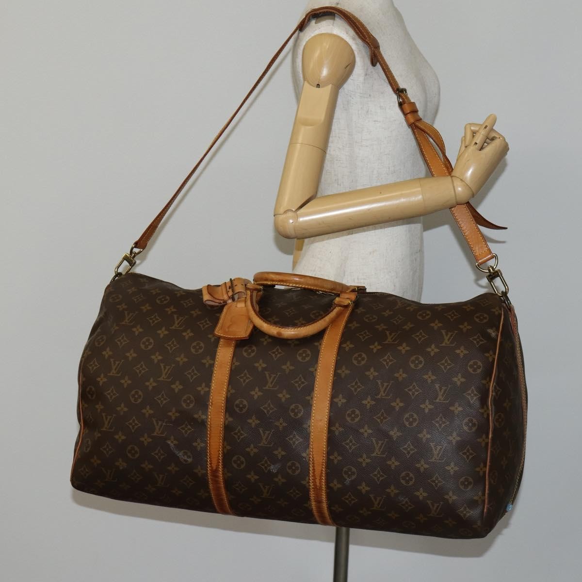 Louis Vuitton Keepall Bandouliere Monogram Canvas Brown Canvas Travel Bag Bag (Pre-Owned)